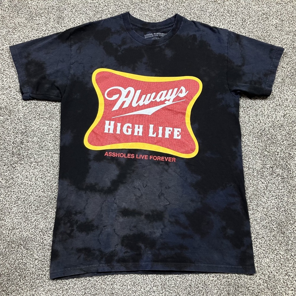 A-holes Live Forever Shirt Mens Medium Always High Life Graphic Acid Wash‎ Kiril